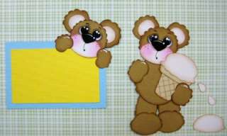 Bears paper piecing set embellishment 4 premade scrapbook pages 