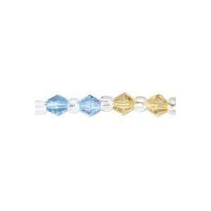  Blue Moon Machine Cut Bicone Strung Glass Beads   14 Inch 