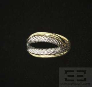   Sterling Silver & 18K Yellow Gold Crossed Cable Ring Size 3.75  