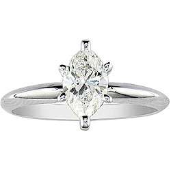 14k Gold 3/4ct TDW Marquise Diamond Engagement Ring (I J, I1 