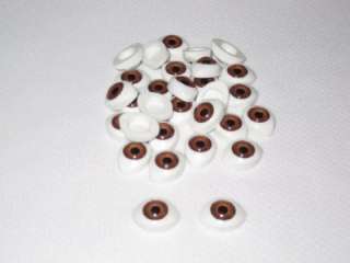 8mm Acrylic Doll Eyes Brown New Glass Like 30pc   