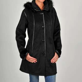 Excelled Womens Plus Size Black Faux Shearling Coat  Overstock