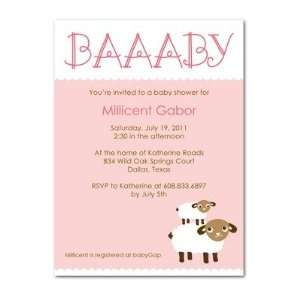 : Baby Shower Invitations   Sweet Sheep: Tea Rose By Night Owl Paper 