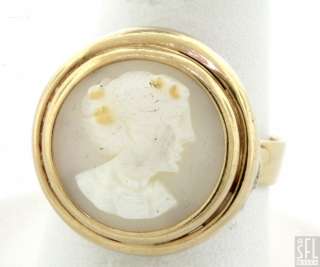 ANTIQUE VINTAGE 14K GOLD STONE CAMEO COCKTAIL RING SIZE 5  