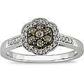 Sterling Silver 1/4ct TDW Blue and White Diamond Flower Ring (H I, I2 
