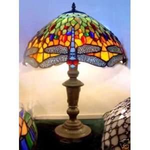 Hand Crafted Dragonfly Stained Glass Tiffany Style Table Lamp Lamps