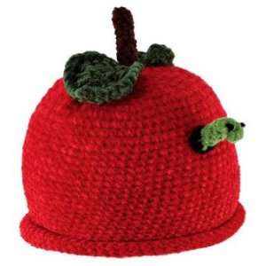  Red Apple Baby Hat with Worm: Baby