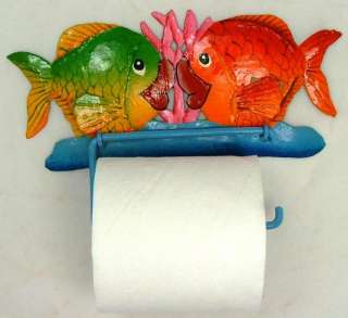 Kissing Fish Bath Toilet Paper TP Holder Haitian Metal  