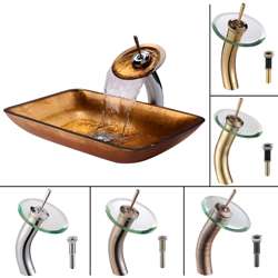 Kraus Golden Pearl Rectangular Sink/ Waterfall Faucet  