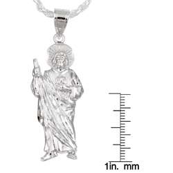 Sterling Silver San Judas Charm Necklace  Overstock
