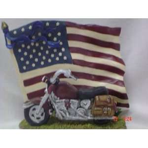  Americana Motorcycle Flag Plaque 