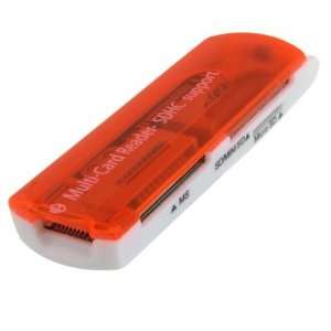   Cellphone PC USB Port Multifunction Micro SD MS Card Reader Orangered