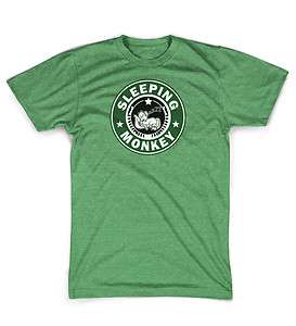   Monkey Starbucks parody phish t shirt, funny t shirt, vintage green t