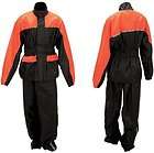 New  Diamond Plate Orange and Black Motorcycle Rain Jacket and Pants 