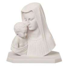 White Bonded Marble Virgin Mary with Baby Jesus Statue  