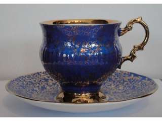 Fancy Elizabethan Cobalt Blue Gold Chintz Cup & Saucer  