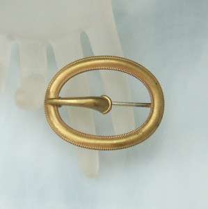 Fishel Nessler Gilt Victorian Buckle Sash Pin Brooch  
