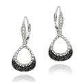 Sterling Silver Black Diamond Accent Leverback Earrings 