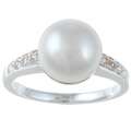 Pearls For You Silver White FW Pearl and White Topaz Ring (10 10.5 mm 