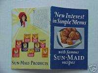 Vintage 50s Sun Maid Products Recipe Booklet  