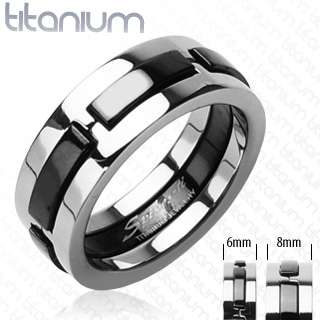 Solid Titanium W/ Multi Onyx Colored Dexter Lady Or Mens Band Ring 
