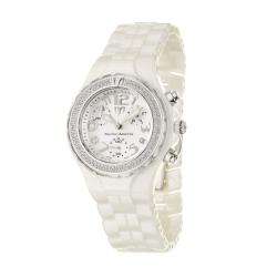 TechnoMarine Womens Ceramic White Quartz Diamond Watch  Overstock 