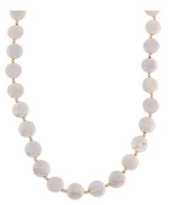 14k Gold Cultured Freshwater Coin Pearl Necklace (12 13 mm 
