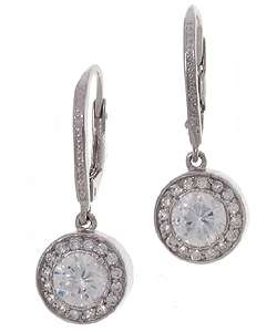 Sterling Silver Round CZ Dangle Earrings  Overstock