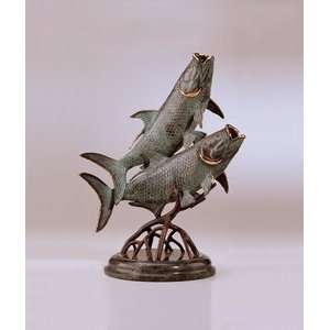 Tarpon Fish Pair Bronze Coastal Decor Sculpture 