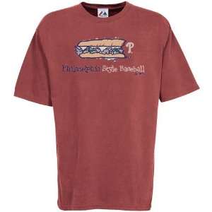   Phillies Heather Red Stylin Pigment Dyed T shirt