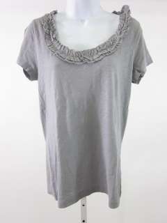 CREW Gray Ruffled Short Sleeve Shirt Top Size Medium  