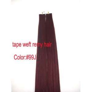   10 Pieces 20 Remy Tape Hair Extensions #99j Red Wine 