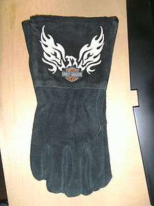 Harley Davidson Leather Welding Gloves Flaming Eagle Large  