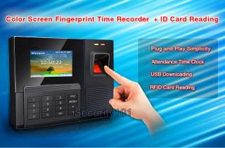 New Color Fingerprint RFID Work Time Attendance System Terminal w USB 