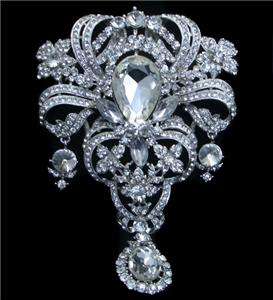 12 Bridal Flower Pin Brooch Clear Swarovski Crystals  