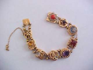Vintage 1950s 14k Gold Slide Bracelet w 9 Slides 35.5 Grams NR  