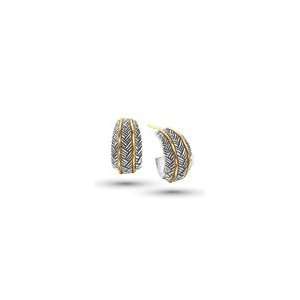   Silver and 14K Gold Woven J Hoop Earrings pre owned dept 21: Jewelry