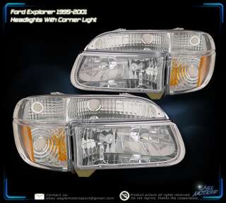 95 01 Ford Explorer/97 Mercury Mountaineer Crystal Chrome Headlights 