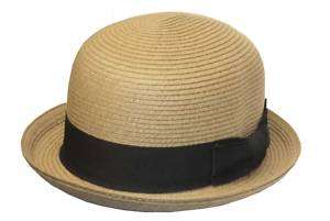 MENS Crushable STRAW PAPER DERBY Hat HE22 LT BROWN  