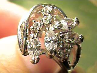 Engagement wedding cluster RING DIAMOND sterling gold 6  