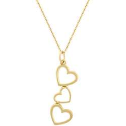18k Gold over Silver Three Heart Dangle Necklace  