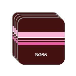 Personal Name Gift   BOSS Set of 4 Mini Mousepad Coasters (pink 