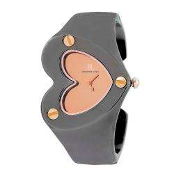 JLO Womens Grey Polished Heart shaped Metallic Bangle Watch 
