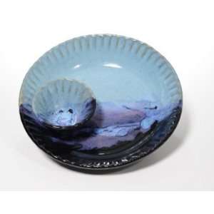   : Fluted Chip and Dip Bowl in Mountain Waves Glaze: Kitchen & Dining