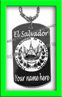 EL SALVADOR FLAG SHIELD PENDANT DOG TAG +PERSONALIZED  