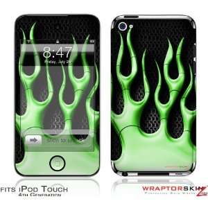  iPod Touch 4G Skin   Metal Flames Green by WraptorSkinz 
