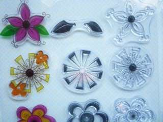 12pc Clear LAYERED Stamp Set~MINDYS FLOWERS~STAMPOLOGY  
