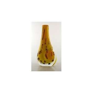 Glass Yellow Vase Elegant 100% Handblown Art X456 