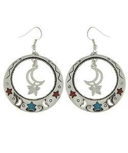 Moon and Star Large Dangle Earrings  