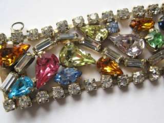   1960s JULIANA Multi Colored Pastel Crystal Rhinestone Bracelet  
